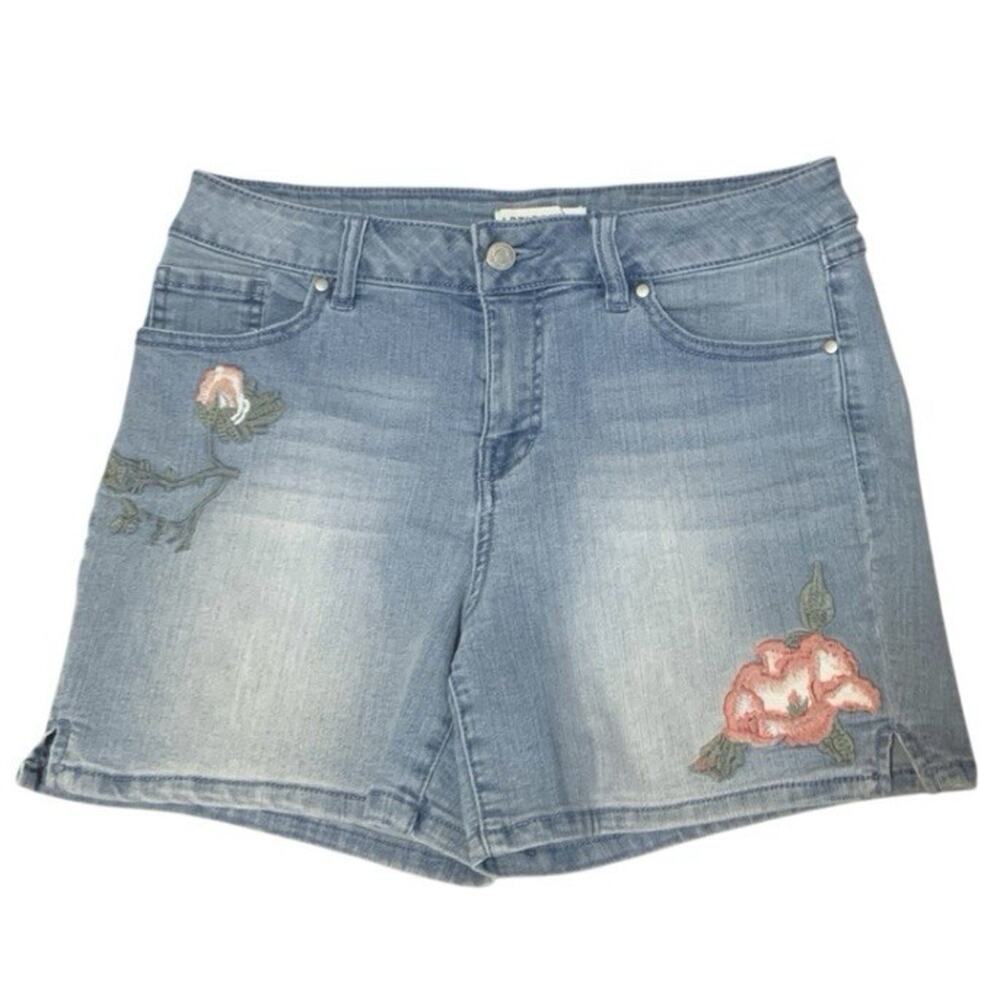 Artisan NY Denim Shorts Womens 10 Floral Embroidered Stretch Jean
